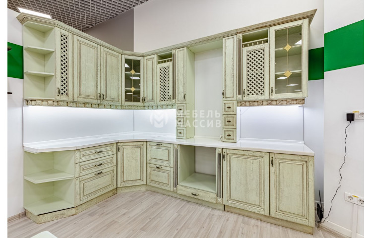 Кухня Милена (фисташка с коричневой патиной)
